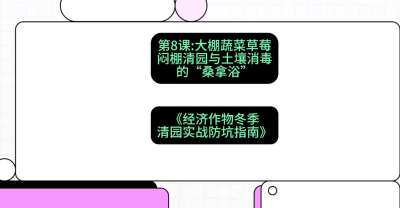 第8节：【大棚蔬菜草莓】闷棚清园与土壤消毒的&ldquo;桑拿浴&rdquo;，课程：《经济作物冬季清园&middot;实战防坑指南》#识农AI